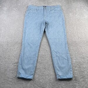 NYDJ Jeans Womens 10 Blue Paisley Print Rachel Roll Cuff Ankle Stretch Denim USA